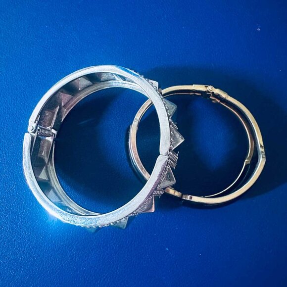 ✨ 2 Statement Cuff Bracelets | Mixed Metal Boho Glam | Bundle Deal ✨ - Picture 1 of 5